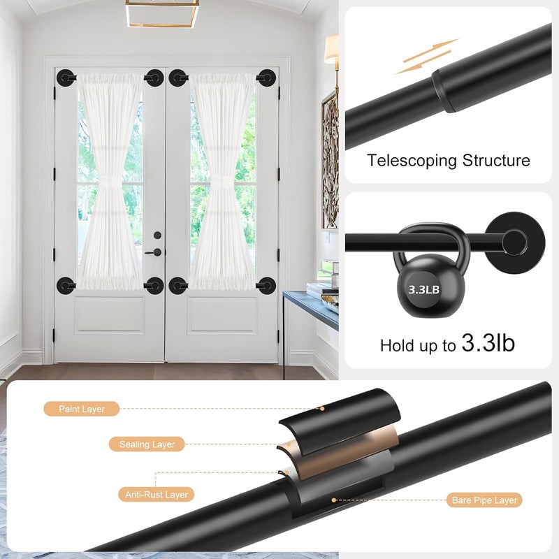 HTZON Black Magnetic Curtain Rod for Door:French Magnetic Rod for Classroom Whiteboard Calendar,Small Adjustable Magnetic Towel Bar,Tool-Free Heavy Duty Modern Magnet Cafe Pole No Drilling,16-28 Inch - Image 4